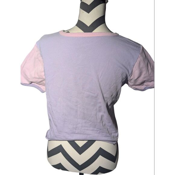 Ponyo XL Women's Lavender Pink Color Block Graphic T-Shirt - Picture 4 of 4